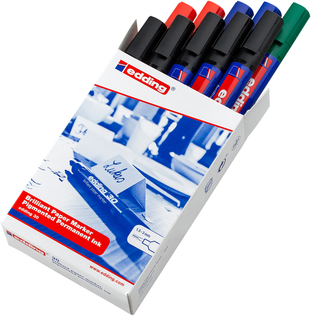 Viltstift edding 30 brilliant rond 1.5-3mm assorti doos à 10 stuks afbeelding