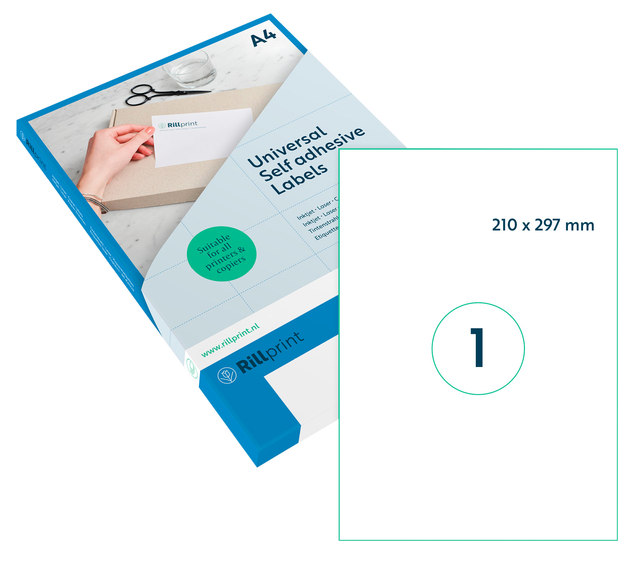 Etiket Rillprint 210x297mm mat transparant 25 etiketten afbeelding