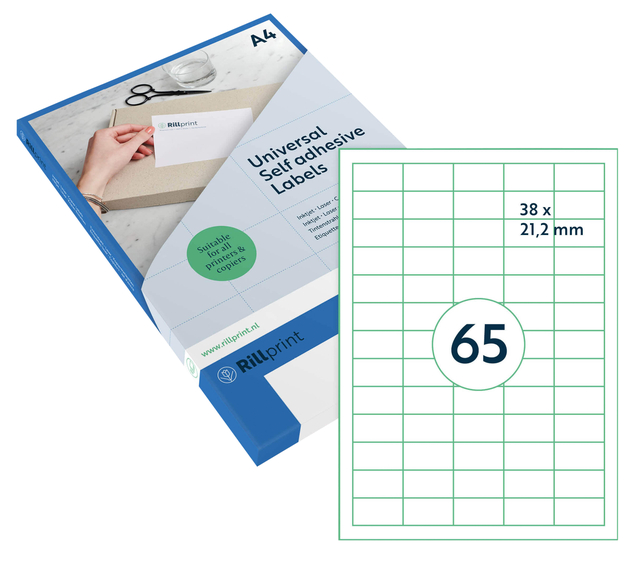Etiket Rillprint 38x21.2mm mat transparant 1625 etiketten afbeelding