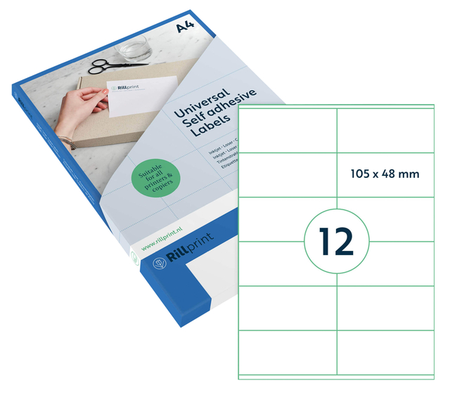 Etiket Rillprint 105x48mm mat transparant 300 etiketten afbeelding