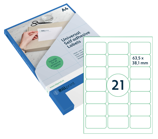 Etiket Rillprint 63.5x38.1mm mat transparant 525 stuks