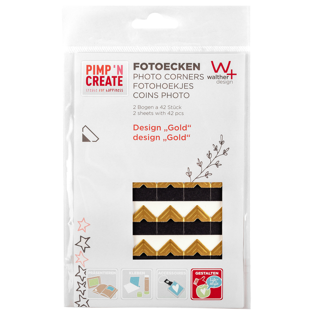 Fotohoeken walther design goud 2 vellen à 42 stuks afbeelding