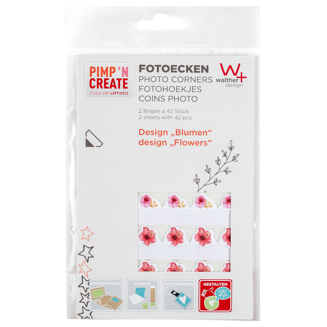 Fotohoeken walther design bloemen 2 vellen à 42 stuks afbeelding