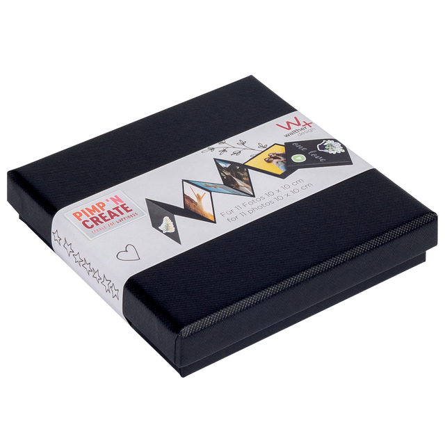 Leporello box walther design 11 foto&apos;s formaat 10x10 cm zwart afbeelding