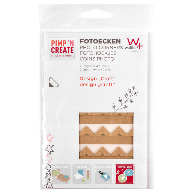Fotohoeken walther design kraft 2 vellen à 42 stuks afbeelding