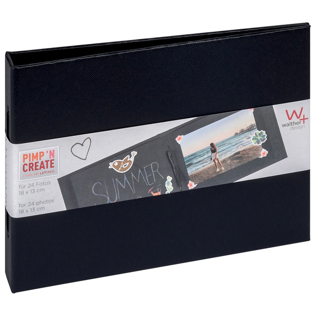 Fotoalbum walther design mini 24 foto&apos;s 13x18cm horizontaal zwart afbeelding