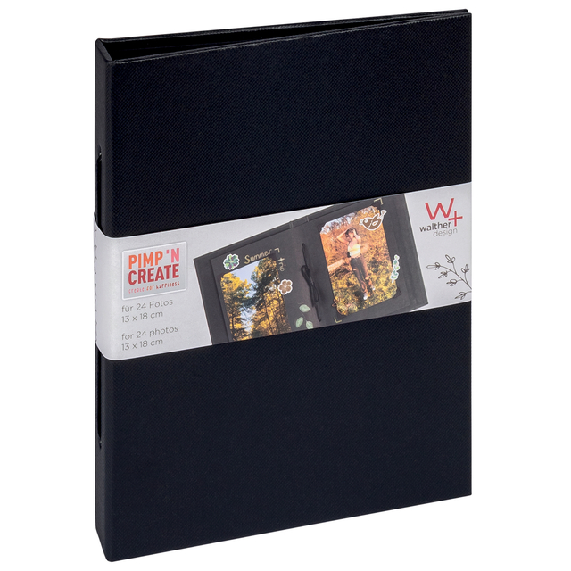 Fotoalbum walther design mini 24 foto&apos;s 13x18cm verticaal zwart afbeelding