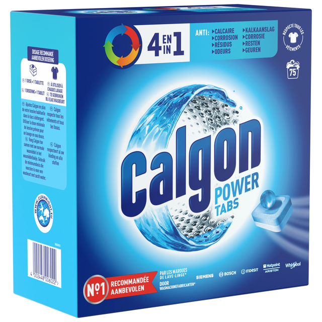 Wasmachine reinigingstabletten Calgon 4in1 75 tabs afbeelding