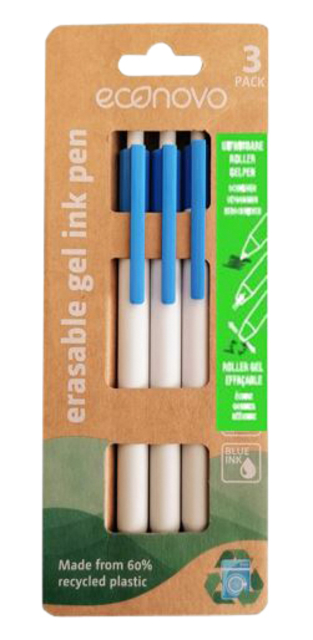 Gelschrijver Econovo uitwisbaar fijn blauw blister à 3 stuks afbeelding