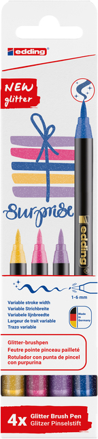 Brushpen edding 1340 glitter assorti set à 4 stuks afbeelding