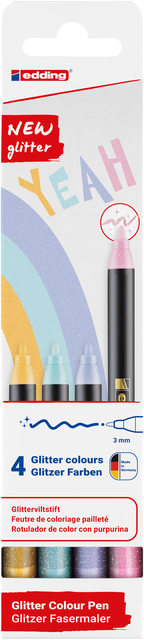 Fineliner edding 1200 fijn glitter pastel assorti set à 4 stuks afbeelding