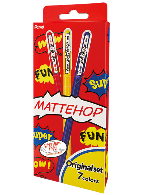 Gelschrijver Pentel K110 Mattehop Fun Original medium assorti blister à 7 stuks afbeelding