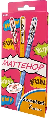 Gelschrijver Pentel K110 Mattehop Fun Sweet medium assorti blister à 7 stuks