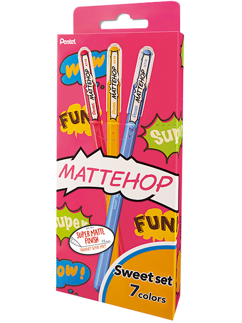 Gelschrijver Pentel K110 Mattehop Fun Sweet medium assorti blister à 7 stuks afbeelding