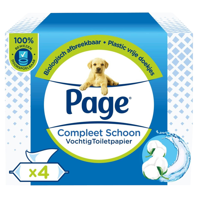 Vochtig toiletpapier Page Compleet Schoon 4 pakken à 38 vel afbeelding
