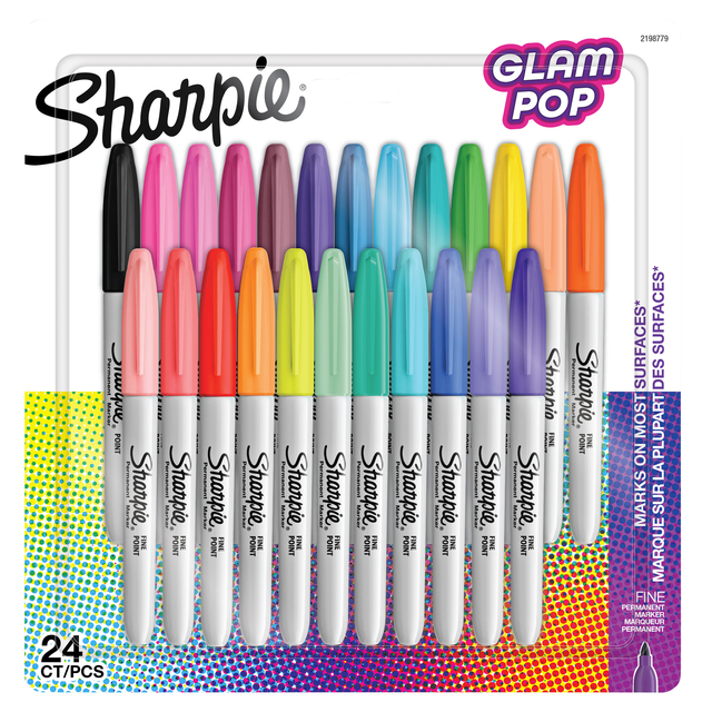Viltstift Sharpie Glampop fijn assorti blister à 24 stuks afbeelding