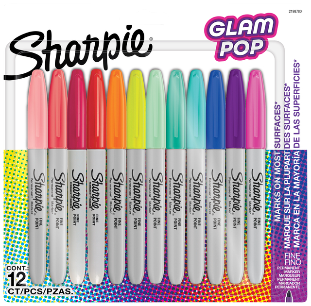 Viltstift Sharpie Glampop fijn assorti blister à 12 stuks afbeelding