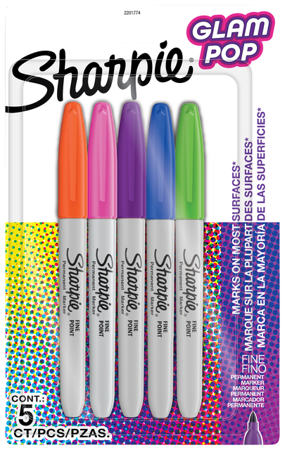 Viltstift Sharpie Glampop fijn assorti blister à 5 stuks afbeelding