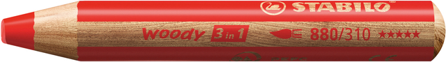 Kleurpotloden STABILO 880 woody 3 in 1 multitalent rood afbeelding