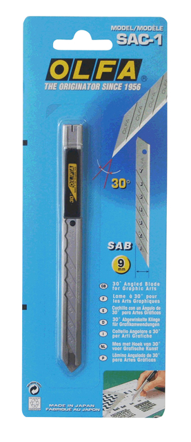 Snijmes Olfa SAC-1 9mm met metalen houder blister à 1 stuk afbeelding