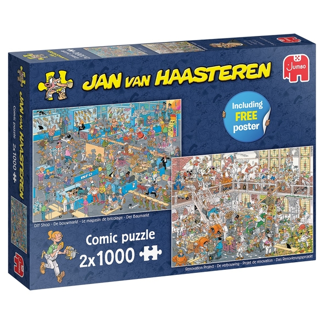 Puzzel Jan van Haasteren De Bouwmarkt en De Verbouwing 2x1000 stukjes afbeelding