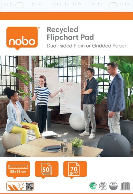 Flipoverpapier Nobo gerecycled 58x81cm dubbelzijdig rol 50 vel afbeelding