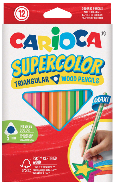 Kleurpotlood Carioca Supercolor Triangular set à 12 kleuren afbeelding