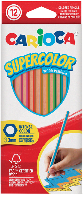 Kleurpotlood Carioca Supercolor set à 12 kleuren afbeelding