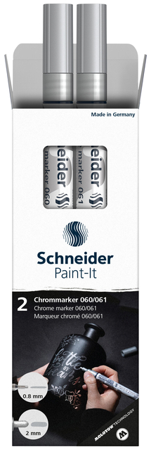 Viltstift Schneider Paint-it 060 - 061 2.0mm en 0.8mm metallic chrome set à 2 stuks afbeelding