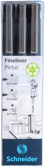 Fineliner Schneider Pictus zwart etui à 3 stuks afbeelding