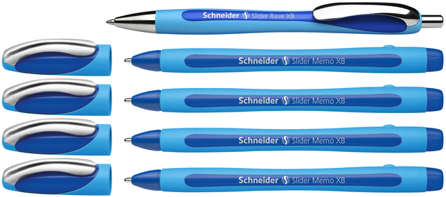 Balpen Schneider Slider Memo XB  blauw set à 4 stuks + 1 gratis Slider balpen — Foto 2 van 2
