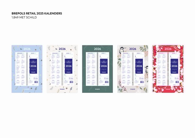 Weekkalender 2026 Brepols 190x130 7dagen/1pagina spiraal Fantasie assorti afbeelding