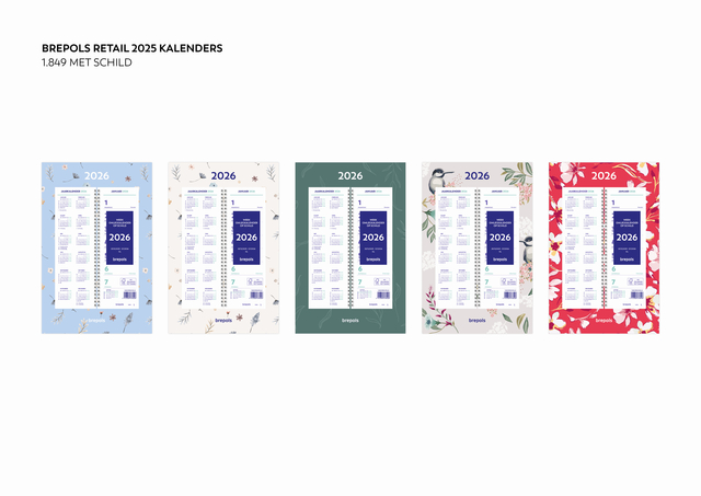 Weekkalender 2026 Brepols 190x130 7dagen/1pagina spiraal Fantasie assorti afbeelding