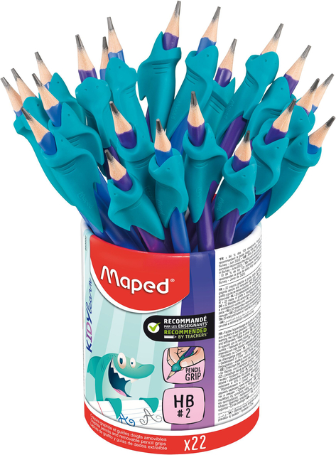 Grafietpotlood Maped Kidy Learn met gum en vingerhulp pot à 22 stuks assorti afbeelding