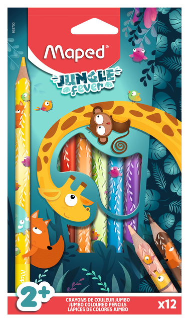 Kleurpotlood Maped Jungle Fever jumbo set à 12 kleuren afbeelding