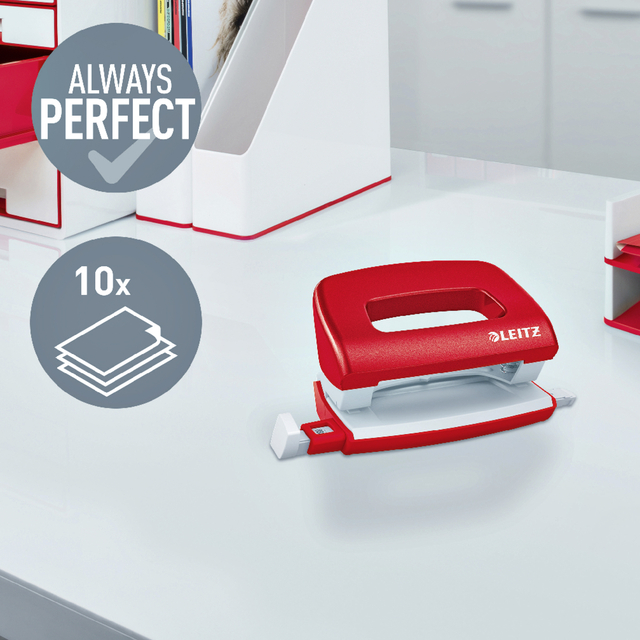 Perforator Leitz NeXXt WOW mini 10 vel rood — Foto 2 van 2
