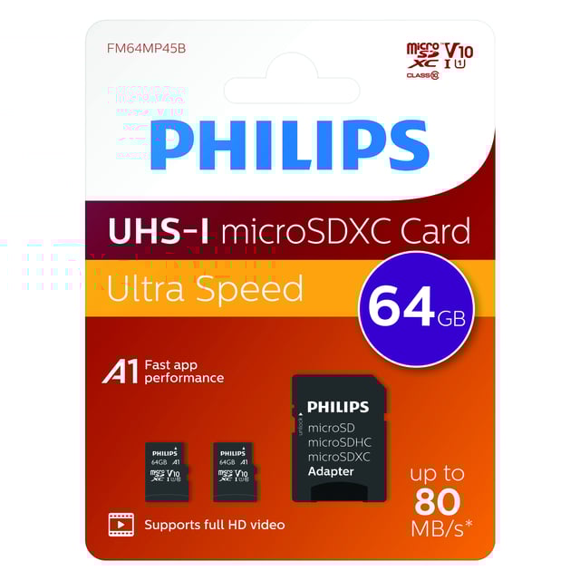 Philips Geheugenkaart micro SDXC Class 10 UHS-I U1 64GB 2 stuks