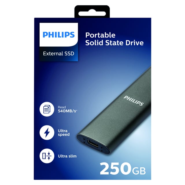 SSD Philips externe 250GB USB-C Grijs afbeelding