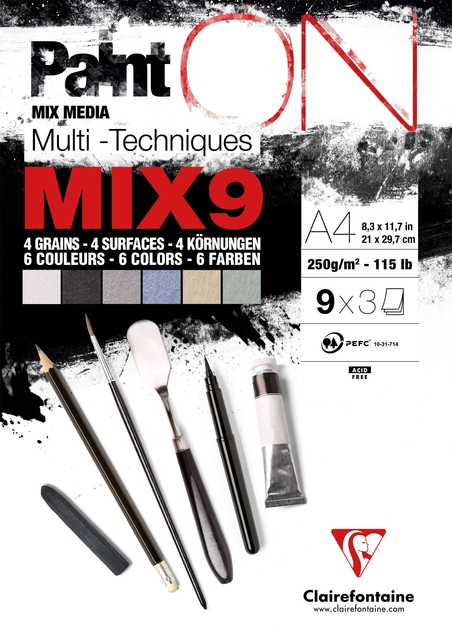 Mix Media Papier Clairefontaine A4 Paint On 27 vel 250gram assorti afbeelding