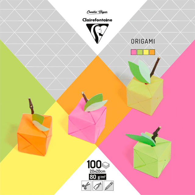 Origami Clairefontaine Neon 20x20cm set à 100 vel 70gram assorti afbeelding