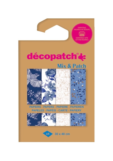Hobbypapier Décopatch 30x40cm set à 4 vel thema Shades of Blue afbeelding