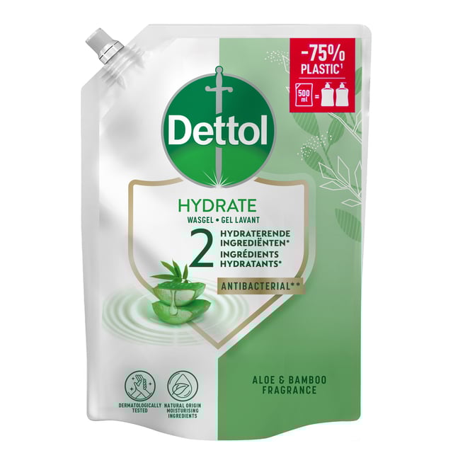 Handzeep Dettol Hydrating Aloe Vera antibacterieël 500ml refill afbeelding