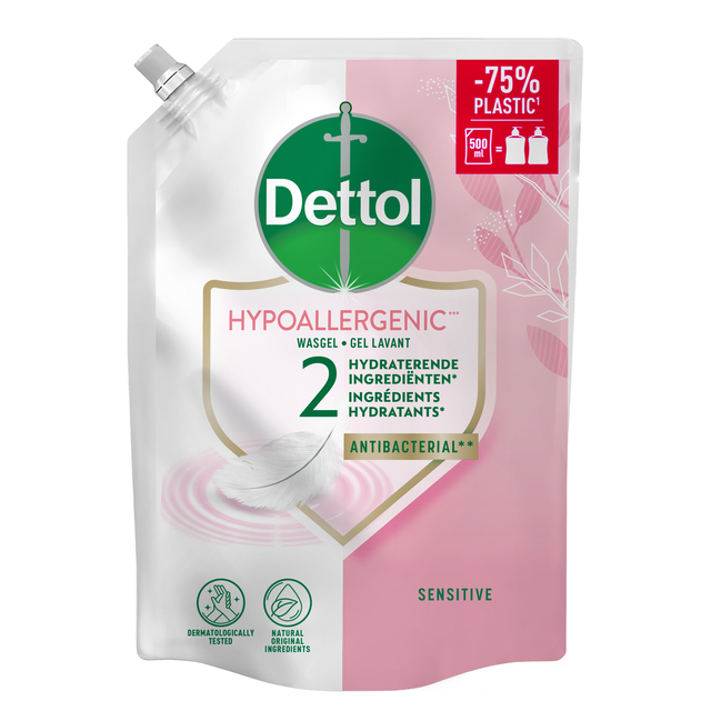 Handzeep Dettol Sensitive antibacterieël 500ml refill afbeelding