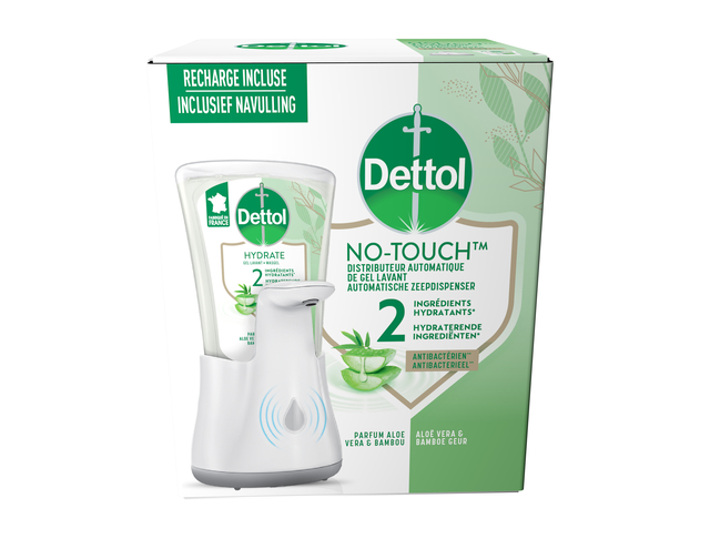Handzeepdispenser Dettol Hydrating No Touch Kit met zeep 250ml afbeelding