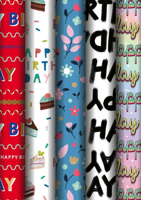 Inpakpapier Stewo Happy Birthday 200x70cm assorti afbeelding