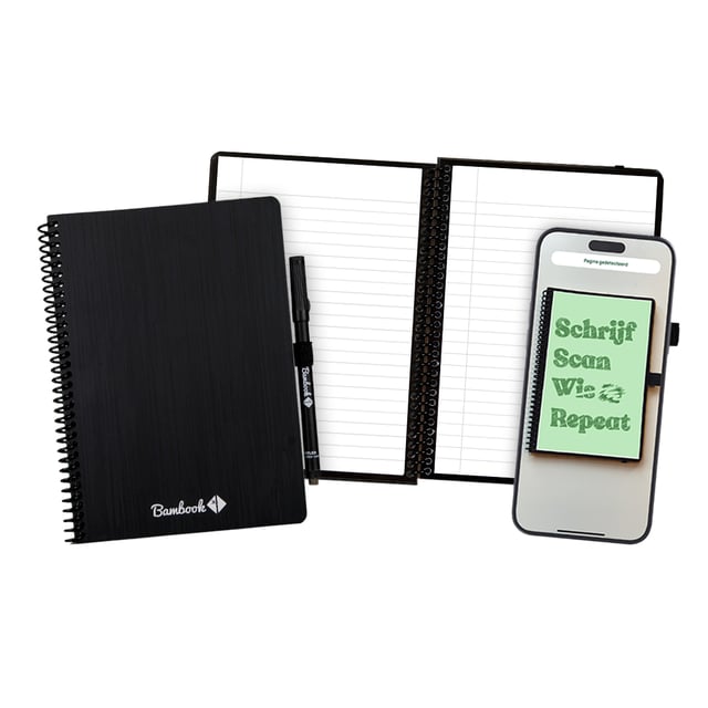 Notitieboek Bambook Original zwart A5 lijn 40 pagina&apos;s uitwisbaar afbeelding
