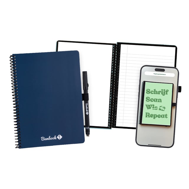 Notitieboek Bambook Original Navy A5 lijn 40 pagina&apos;s uitwisbaar afbeelding