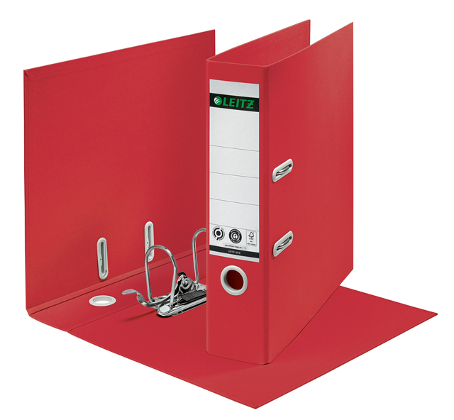 Ordner Leitz 180° Recycle 80 mm karton A4 rood afbeelding