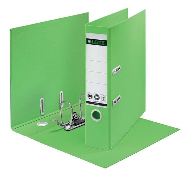 Ordner Leitz 180° Recycle 80 mm karton A4 groen afbeelding