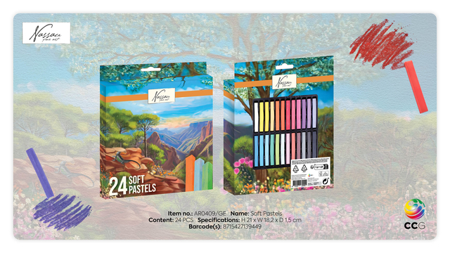 Pastelkrijt Nassau fine art zacht blister 24 stuks assorti afbeelding